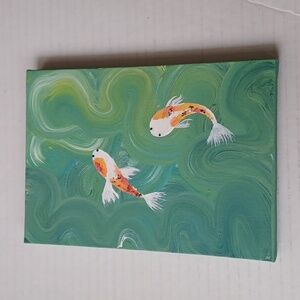 4/$80 "Goldfish" Canvas Painting - 5 in. x 7 in. Canvas